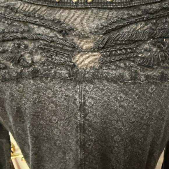Free People Black Embroidered Lace Jacquard Love Sleeve Top M - Picture 3 of 8